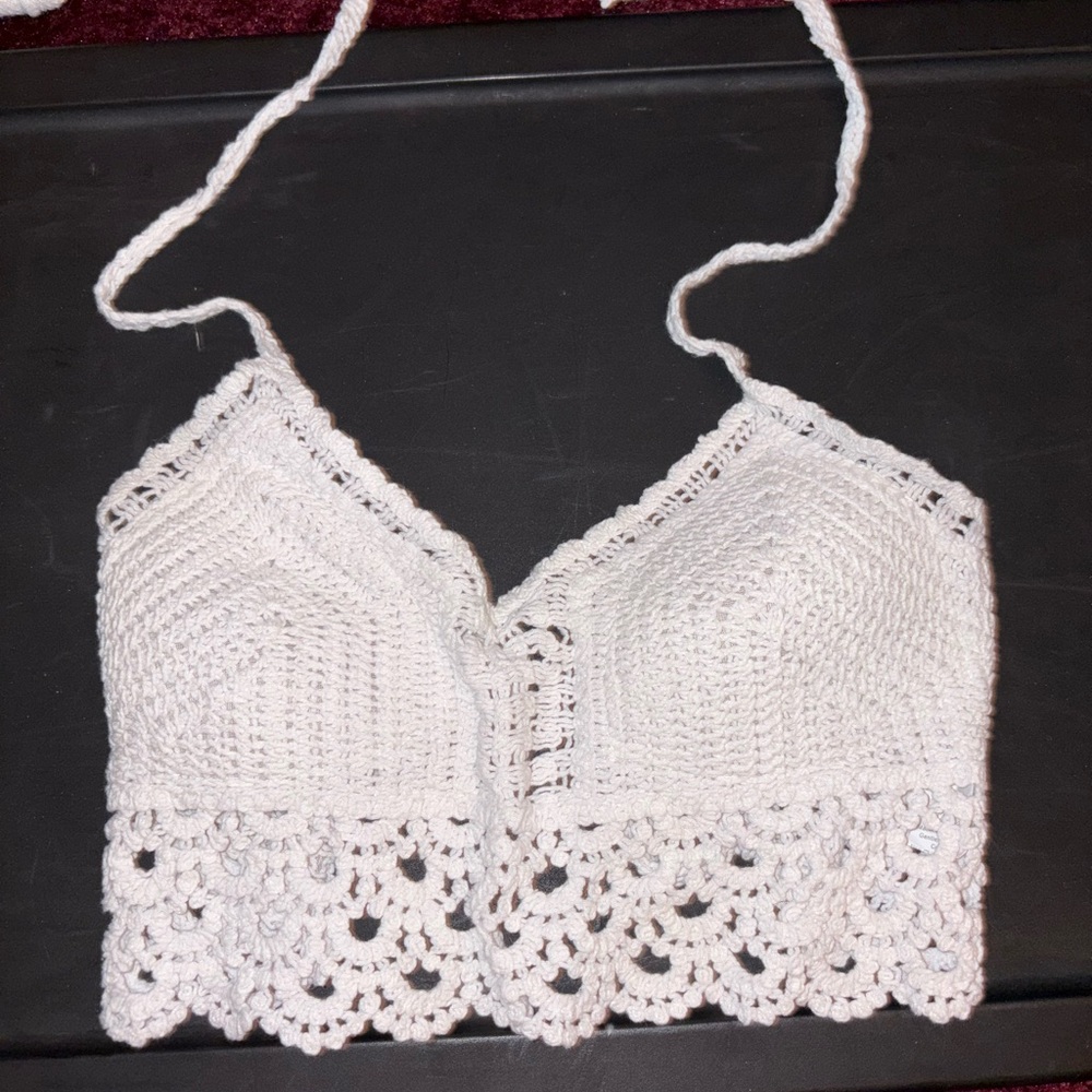 White Crochet Lace Women Top